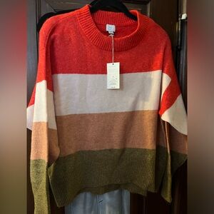A New Day red/olive striped sweater size S
